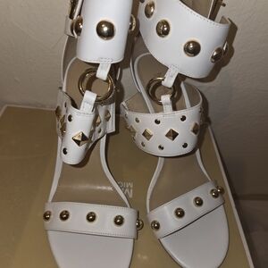 Michael Kors White and Gold Studded Heels